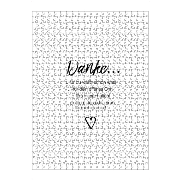 artboxONE Puzzle "Danke 01" artboxONE - Typografie,Schwarzweiß,Liebe