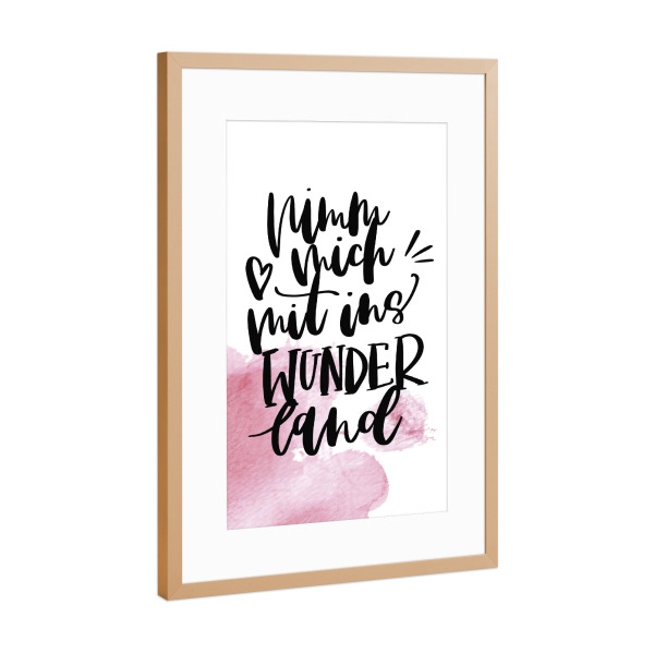 Poster mit Rahmen Kupfer "Wunderland" artboxONE - Typografie,Liebe
