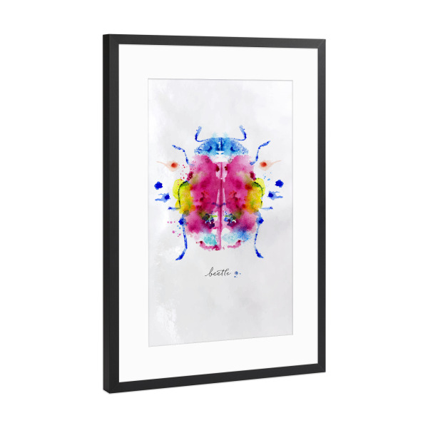 Poster mit Rahmen Schwarz (Metallic) "Monotype color beetle" artboxONE - Natur,Tiere