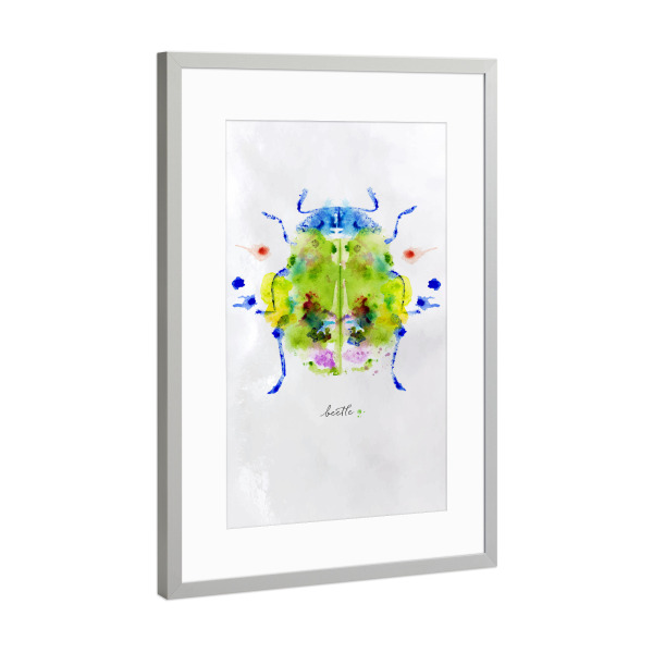 Poster mit Rahmen Silber "Monotype colorful beetle" artboxONE - Natur,Tiere
