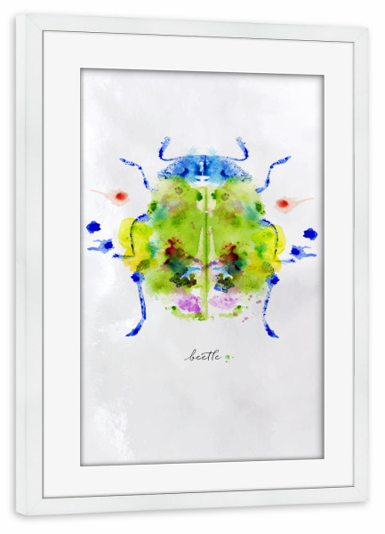 Poster mit Rahmen weiß "Monotype colorful beetle" artboxONE - Natur,Tiere
