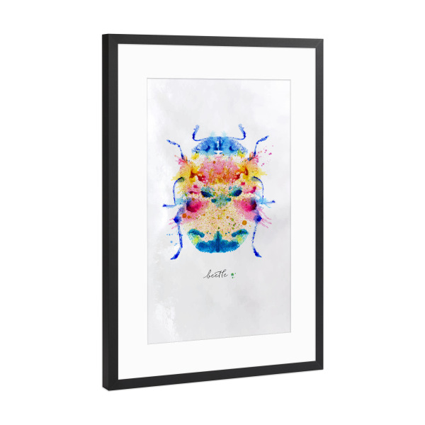 Poster mit Rahmen Schwarz (Metallic) "Monotype vivid beetle" artboxONE - Reise,Tiere