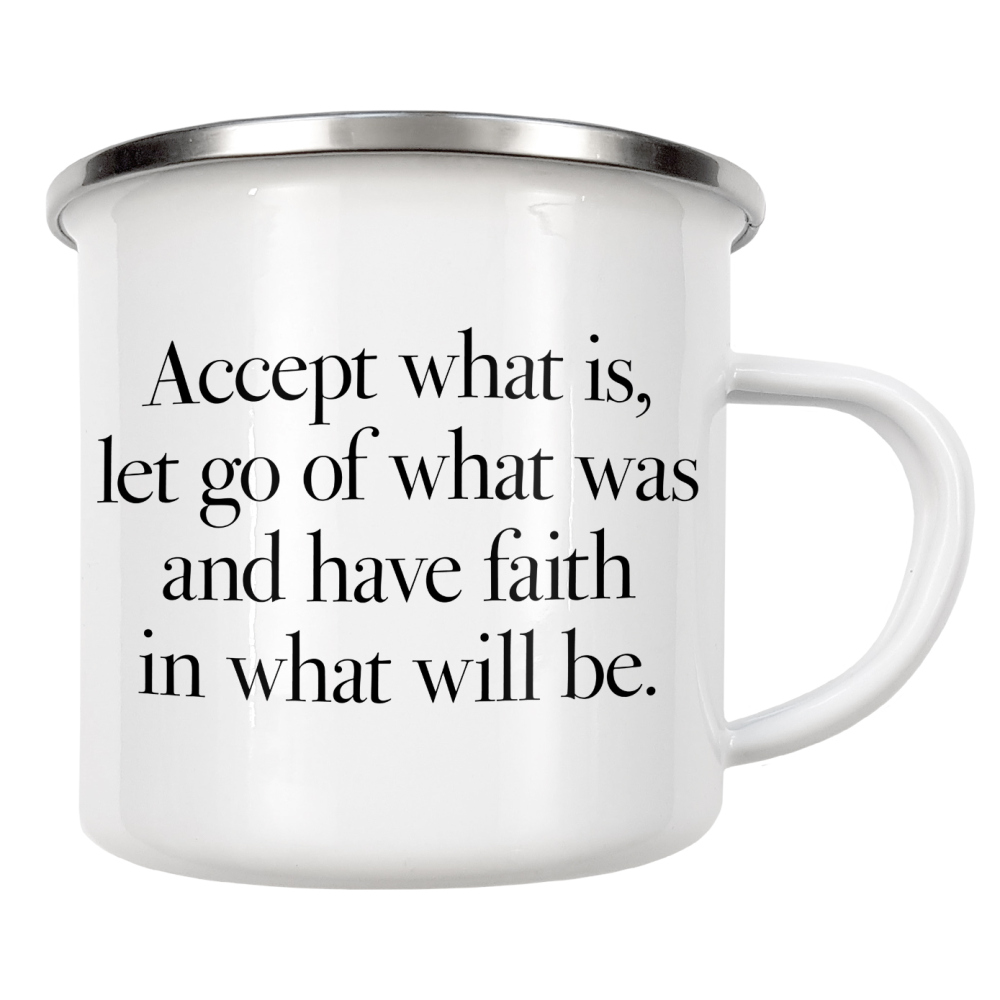Emaille Tasse "Accept - let go - have faith" artboxONE - Typografie