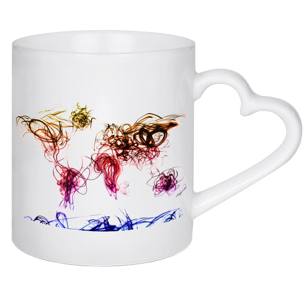 Herztasse "World Map Light Writing" artboxONE - Reise,Reise / Afrika,Reise / Asien,Reise / Länder,Kartografie