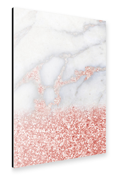 Alu-Dibond "Sparkly Pink Rosegold Boho Marble" 30x20 cm artboxONE