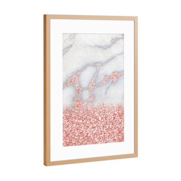 Poster mit Rahmen Kupfer "Sparkly Pink Rosegold Boho Marble" artboxONE - Abstrakt,Fashion,Für Mama,Marmor