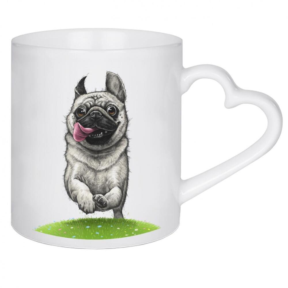 Herztasse "Mops auf der Flucht" artboxONE - Tiere,Lustig