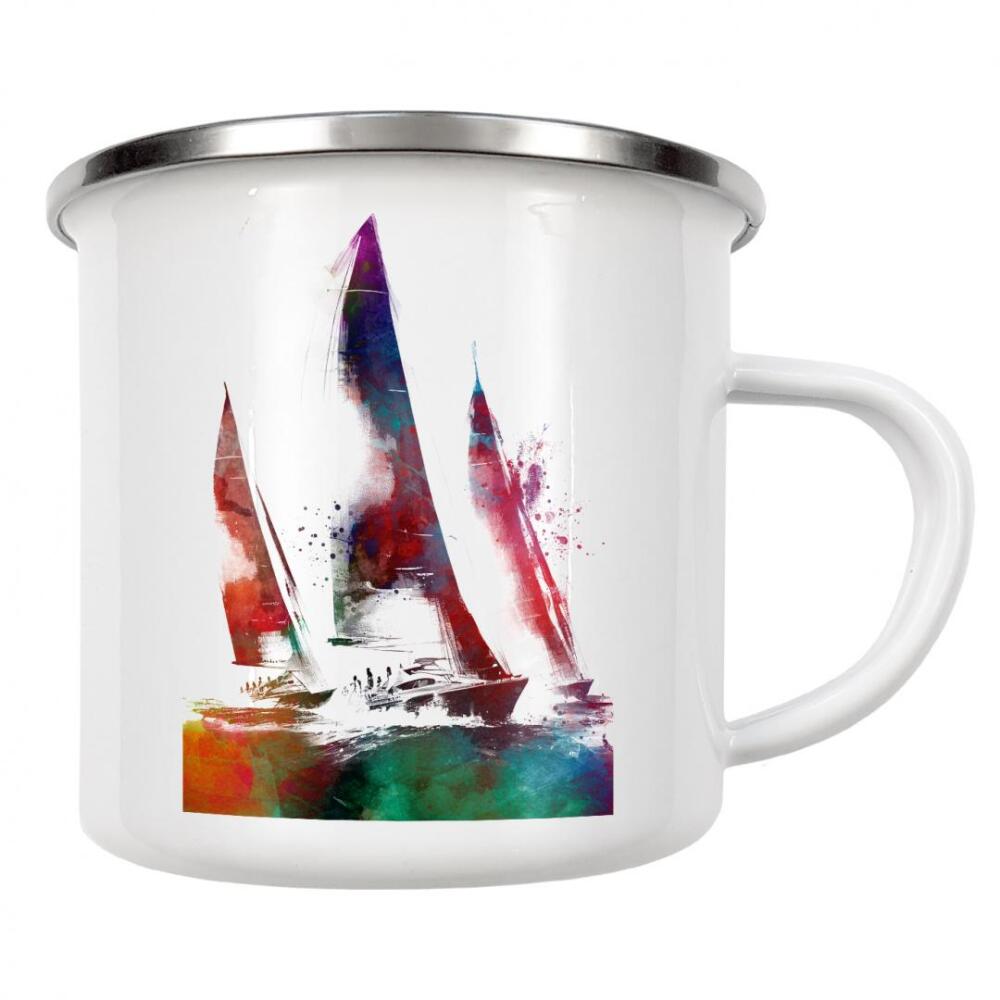 Emaille Tasse "Segelboote Sportart B" artboxONE - Sport,Sport / Sommerspiele - Boot,Boote,Segeln,Segeln,Sport,Sport,Wasser