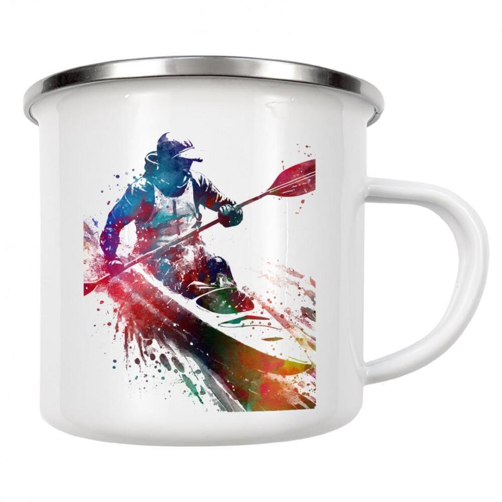 Emaille Tasse "Kajak fahren" artboxONE - Sport,Sport / Sommerspiele - Kajak,Kajak,Sport,Sport,Fluss,Kanu,Kanufahren
