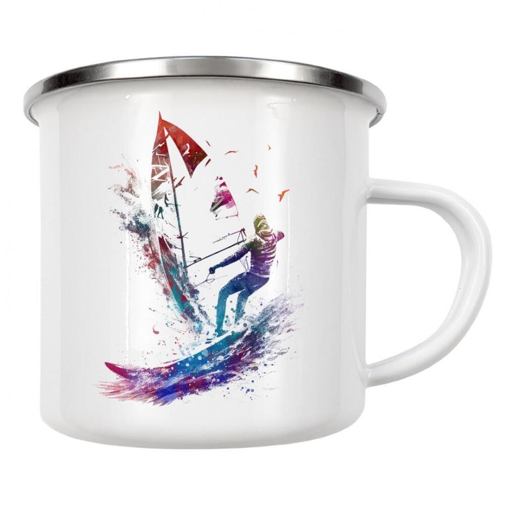 Emaille Tasse "Surfersportart A" artboxONE - Sport,Sport / Sommerspiele - Sport,Sport,Sommer,Wasser,Surfen,Surfen,Surfer