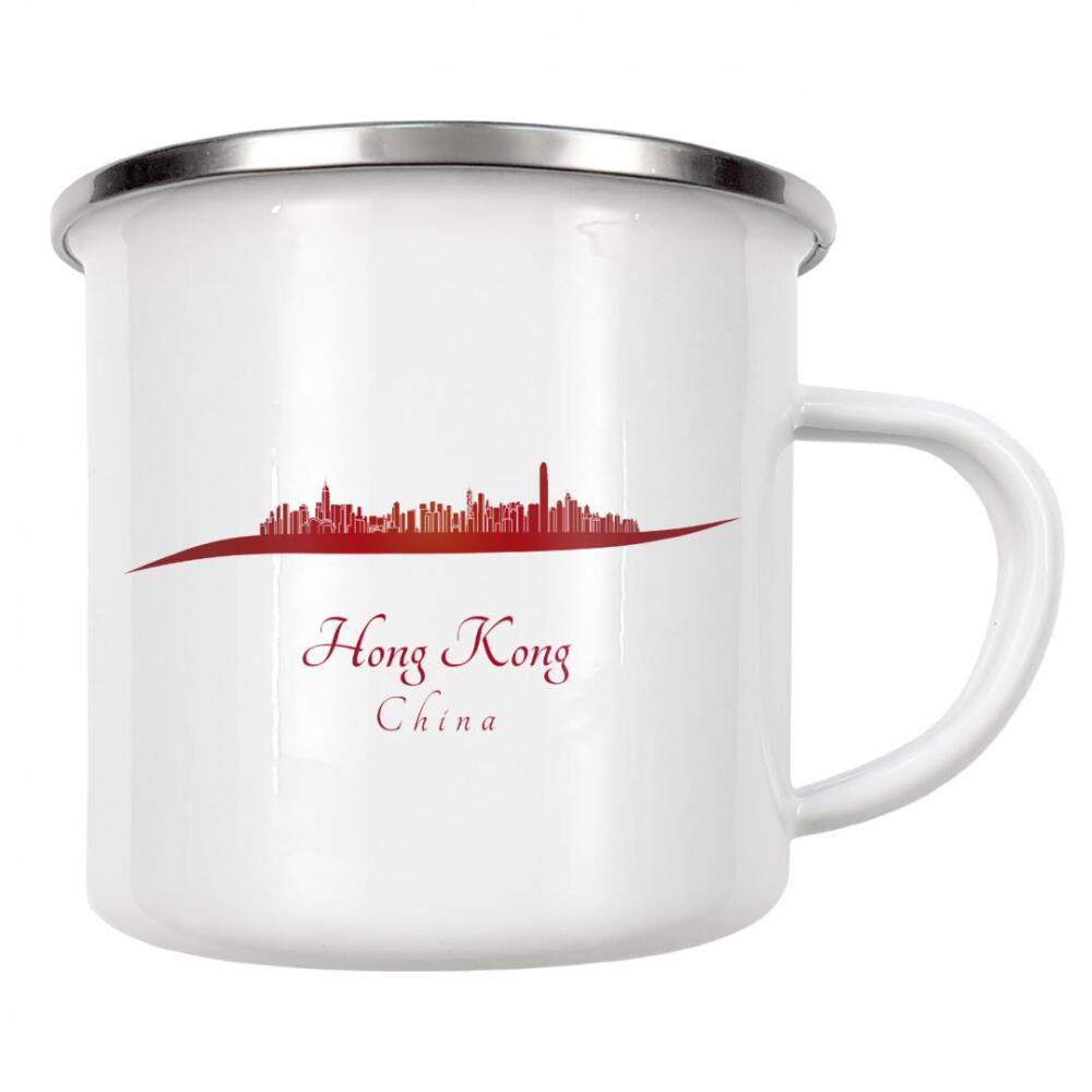 Emaille Tasse "Skyline von Hongkong in Rot" artboxONE - Städte