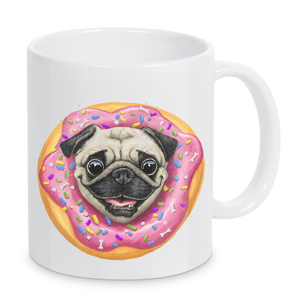 Tasse "Mops in einem Donut" artboxONE - Tiere,Essen & Trinken,Lustig - Mops,Möpse,Hund,Hunde,Haustiere,Tier,Tiere,Donut,Donuts,Essen,Süß,Lecker