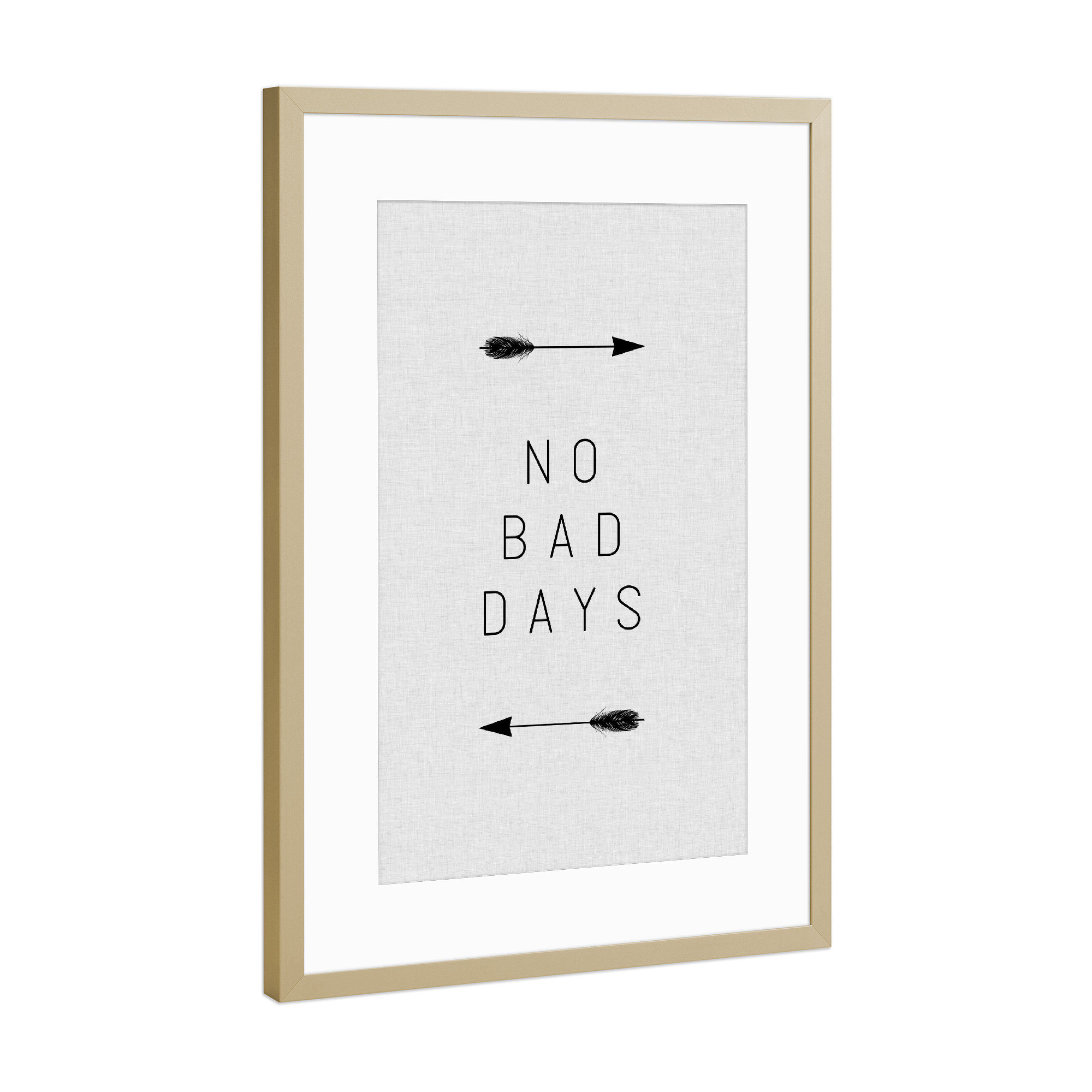 Poster mit Rahmen Gold "No Bad Days Arrow" artboxONE - Typografie,Sport / Motivation
