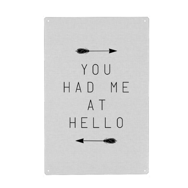 Holzbild "You Had Me At Hello Arrow" artboxONE - Typografie,Liebe