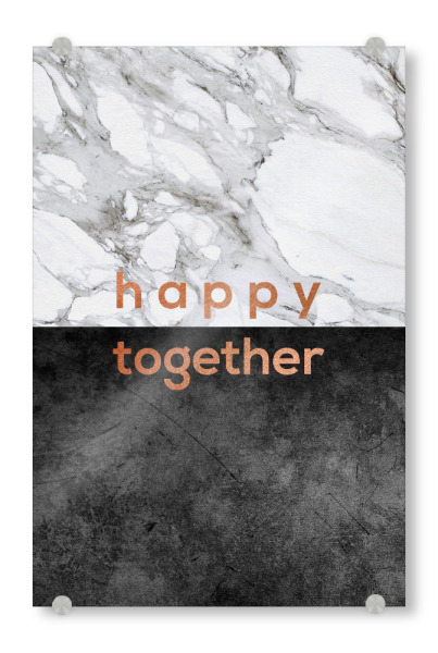 Acrylglasbild "Happy Together Copper" artboxONE - Typografie,Schwarzweiß,Liebe,Marmor