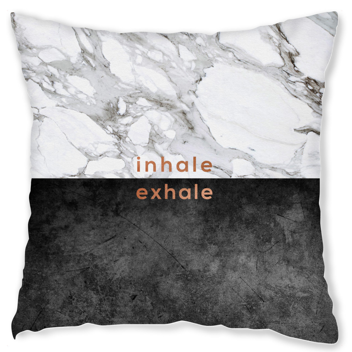 Design-Kissen "Inhale Exhale Copper" artboxONE - Typografie,Schwarzweiߟ,Marmor