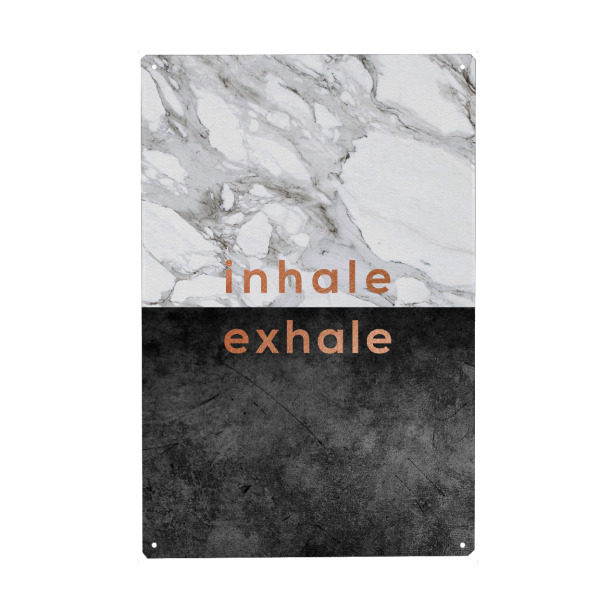 Metall Poster "Inhale Exhale Copper" artboxONE - Typografie,Schwarzweiß,Marmor