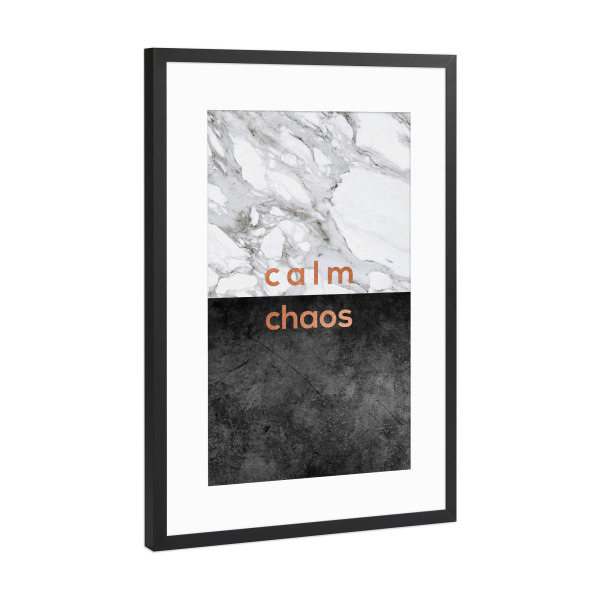 Poster mit Rahmen Schwarz (Metallic) "Calm Chaos Copper" artboxONE - Typografie,Marmor