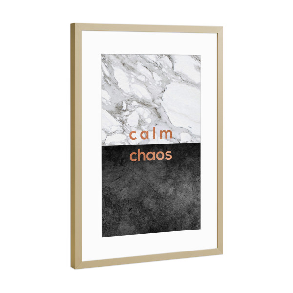 Poster mit Rahmen Gold "Calm Chaos Copper" artboxONE - Typografie,Marmor