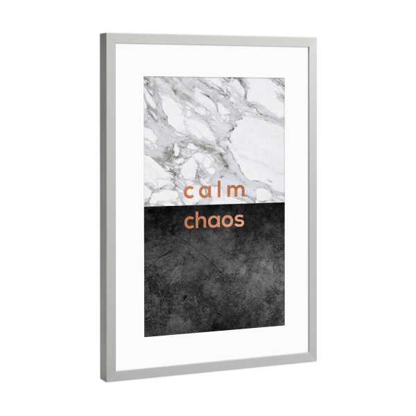 Poster mit Rahmen Silber "Calm Chaos Copper" artboxONE - Typografie,Marmor