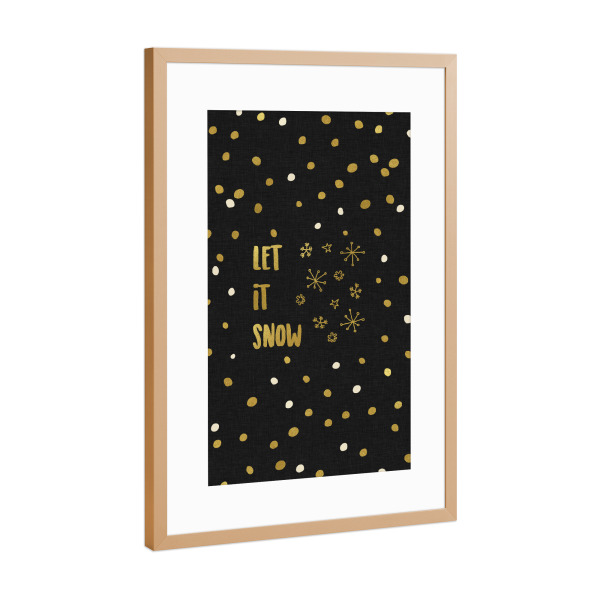 Poster mit Rahmen Kupfer "Let It Snow 8" artboxONE - Typografie,Weihnachten