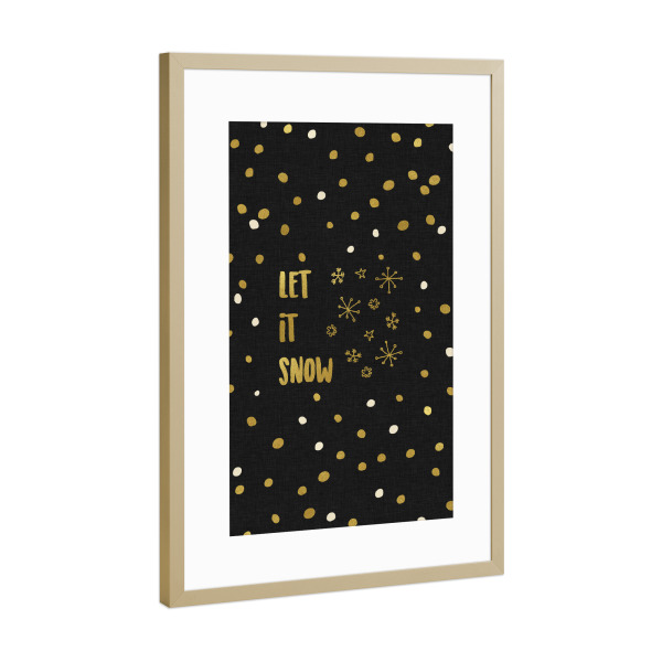 Poster mit Rahmen Gold "Let It Snow 8" artboxONE - Typografie,Weihnachten