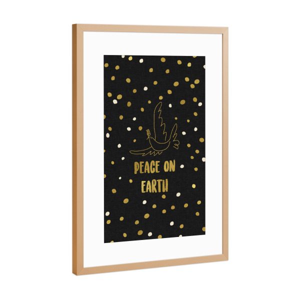 Poster mit Rahmen Kupfer "Peace on Earth" artboxONE - Typografie,Tiere,Weihnachten