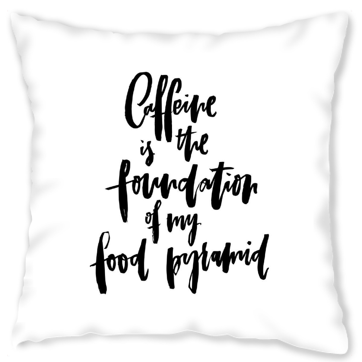 Design-Kissen "Caffeine Foundation Food Pyramid 2" artboxONE - Typografie,Essen & Trinken,Schwarzweiߟ,Lustig