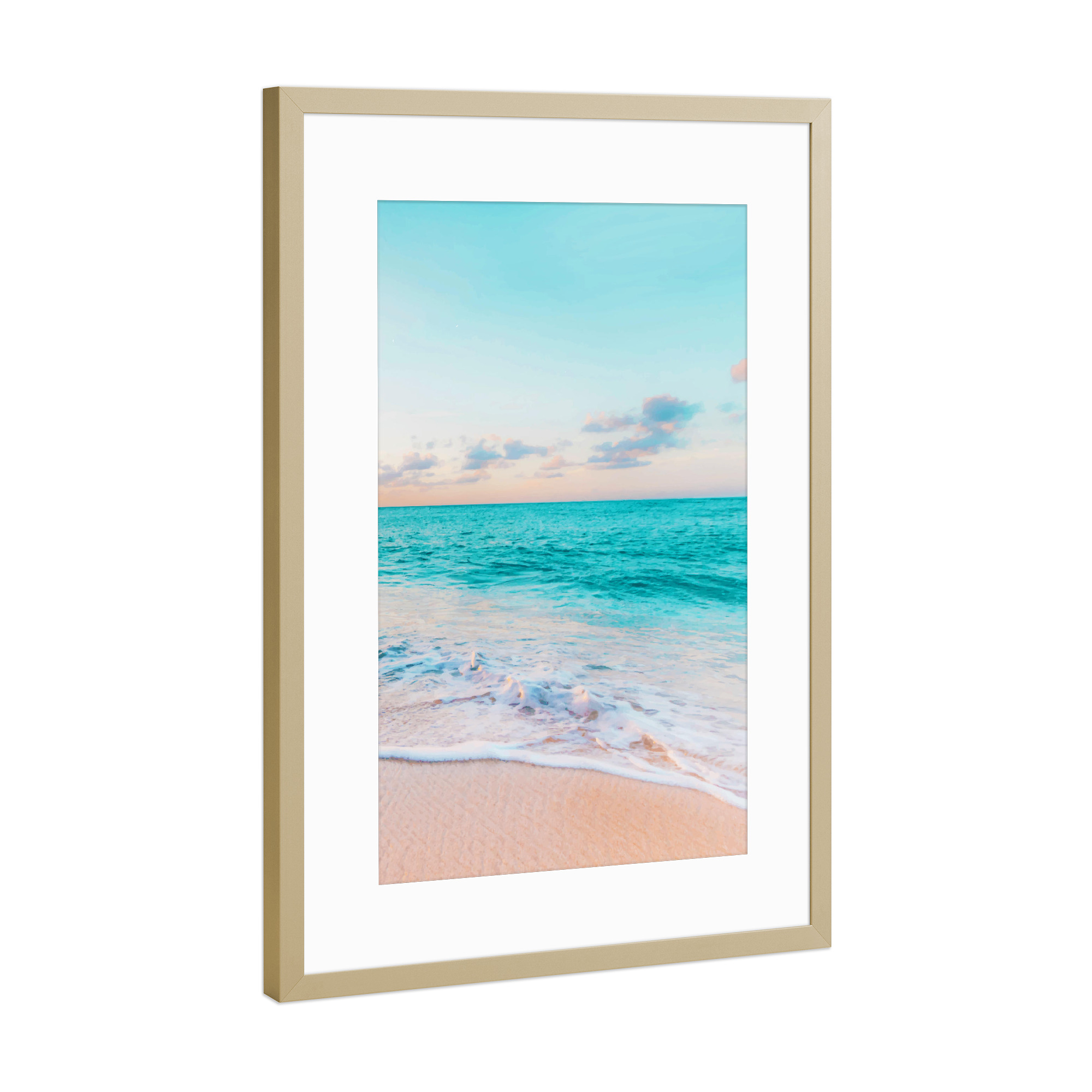 Poster mit Rahmen Gold "Ocean Bliss, Nature Landscape Sea" artboxONE - Natur