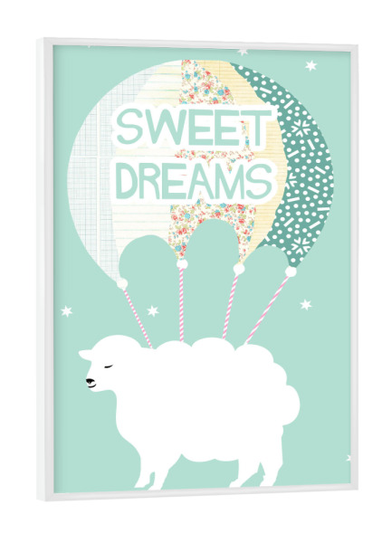 Poster mit weißem Rahmen "Sweet Dreams Schaf" artboxONE - Für Kinder,Tiere