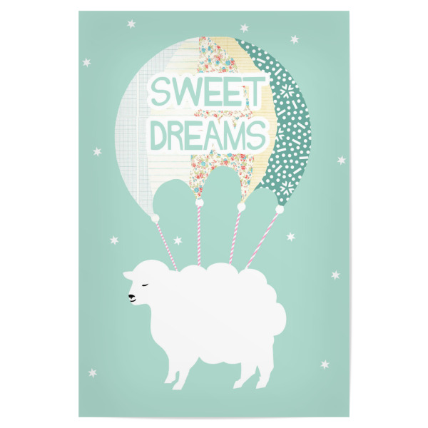 Poster 30x20 cm "Sweet Dreams Schaf" artboxONE - Für Kinder,Tiere