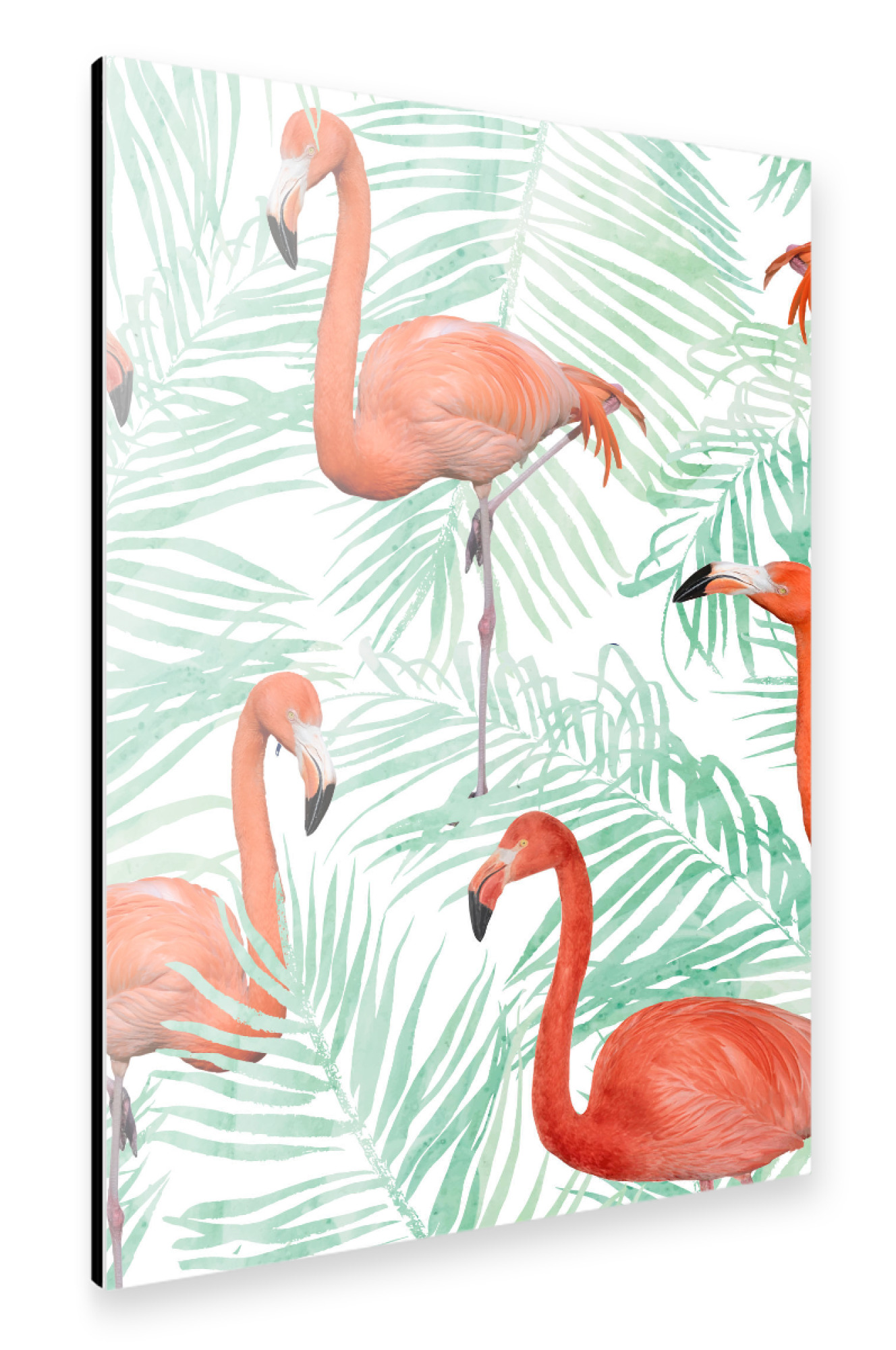 Alu-Dibond "Flamingo & Mint Palm" 30x20 cm artboxONE