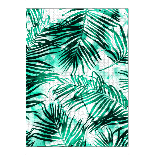 Puzzle Ravensburger "Tropical Heaven-v2" artboxONE - Natur - Pattern,Watercolor,Palm,Tropical,Exotic,Nature,Botanical,Green,Leaves - Bild pattern