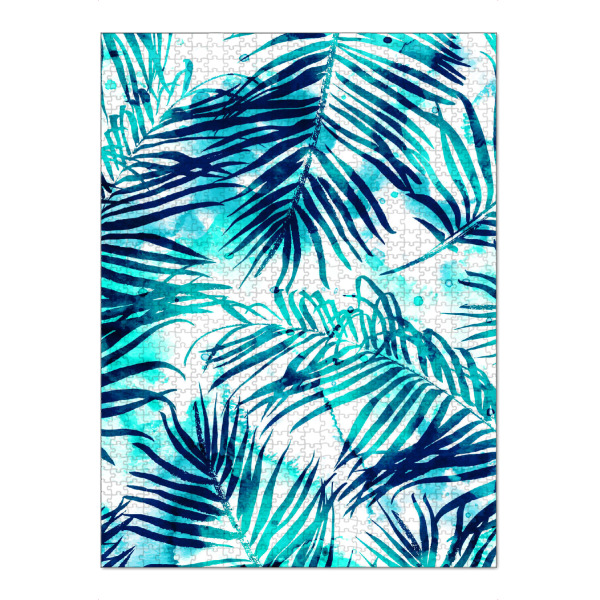 Puzzle Ravensburger "Tropical Heaven v1" artboxONE - Natur - Watercolor,Pattern,Palm,Tropical,Palm leaves,Beach,Island,Sea,Summer,Exotic,Leaves,Nature