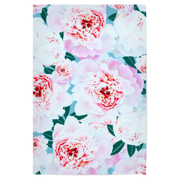 Poster "Annie" artboxONE - Floral - Graphic,Pattern,Floral,Flowers,Pink,Blush,Blossom,Bloom,Leaves,Green,Grey,Nature,Botanical,Tropical,Rose,Exotic
