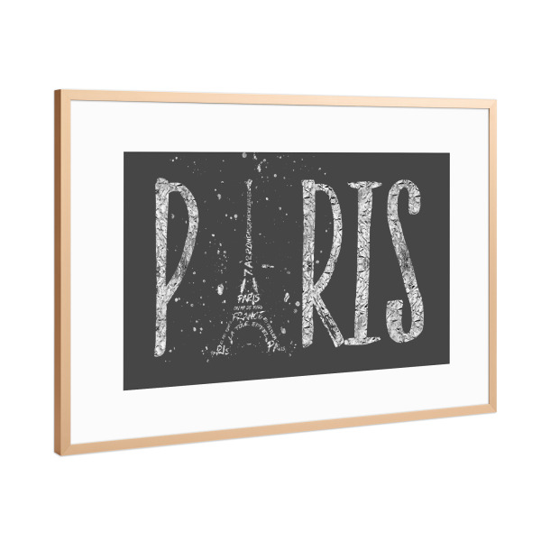 Poster mit Rahmen Kupfer "PARIS Typografie | silber" artboxONE - Typografie,Städte / Paris