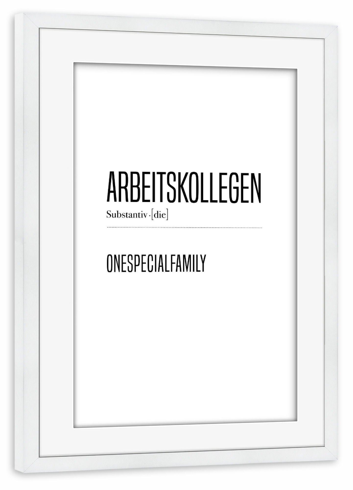 Poster mit Rahmen weiß "Definition Arbeitskollegen" artboxONE - Typografie,Schwarzweiß