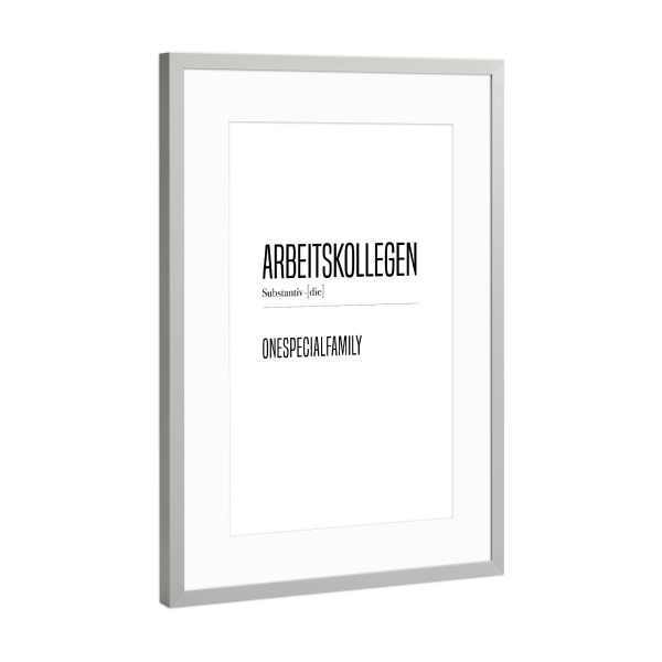 Poster mit Rahmen Silber "Definition Arbeitskollegen" artboxONE - Typografie,Schwarzweiß