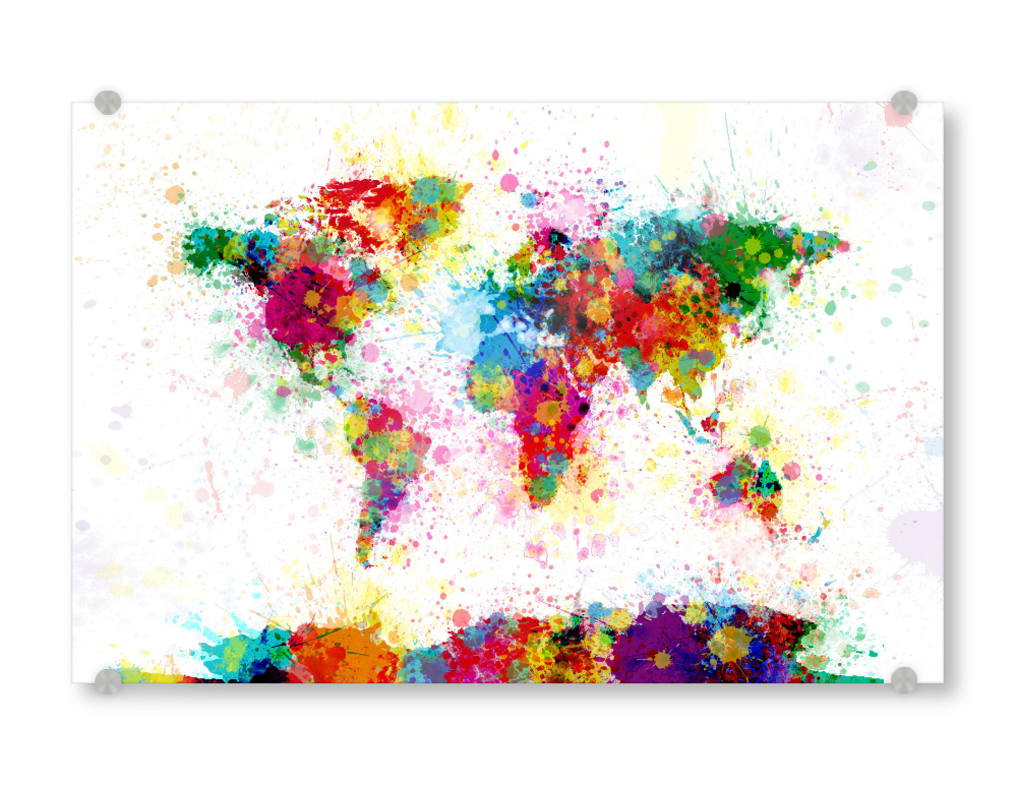 Acrylglasbild "World Map Paint Splashes" artboxONE - Reise,Reise / Länder,Kartografie