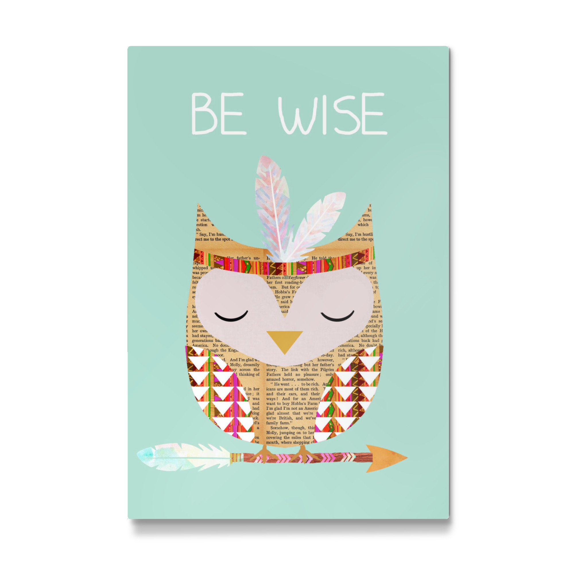Galerie-Print "Be Wise Indianer Eule" 75x50 cm artboxONE