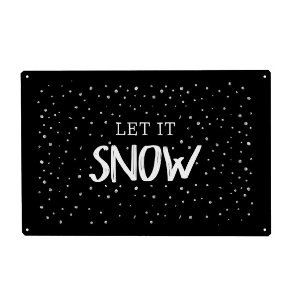 Holzbild "Let it snow 9" artboxONE - Typografie,Schwarzweiß,Weihnachten