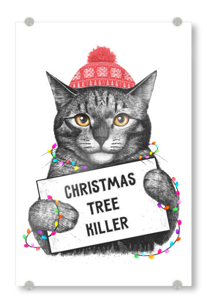 Acrylglasbild "Christmas tree killer" artboxONE - Schwarzweiß,Weihnachten