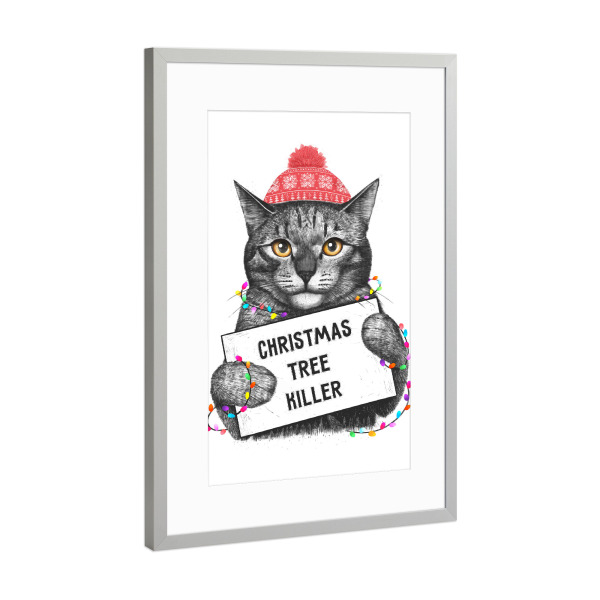 Poster mit Rahmen Silber "Christmas tree killer" artboxONE - Schwarzweiß,Weihnachten
