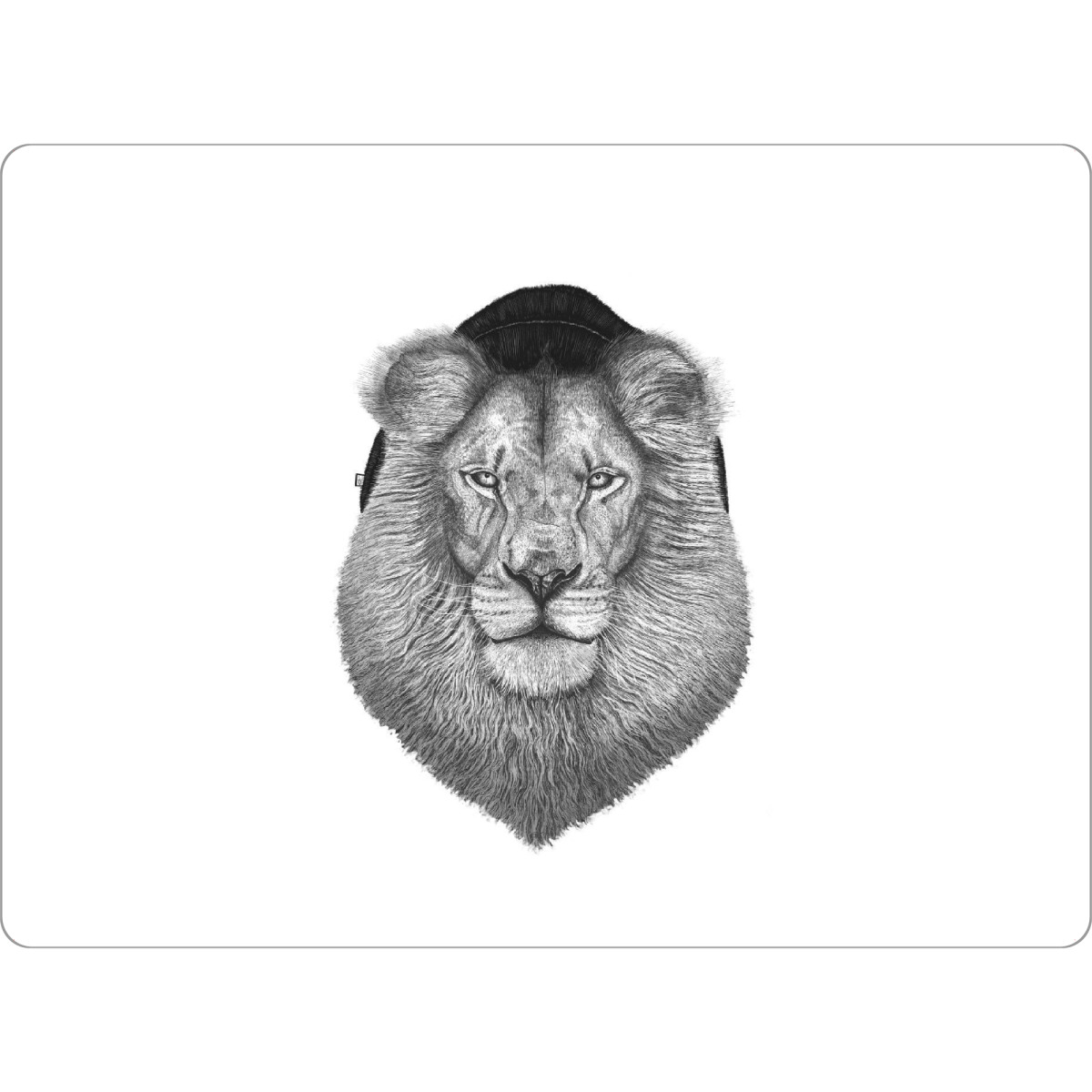 Tischset "Lion in hat" artboxONE - Tiere,Schwarzweiß,Lustig