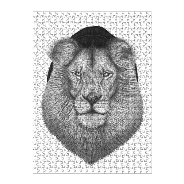 Puzzle Ravensburger "Lion in hat" artboxONE - Tiere,Schwarzweiß,Lustig