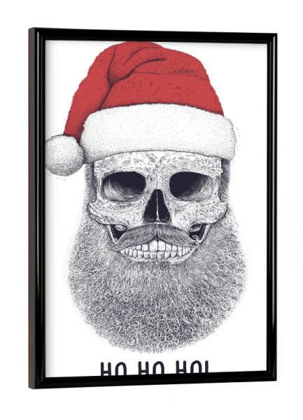Poster mit schwarzem Rahmen "Santa skull HO HO HO!" artboxONE - Schwarzweiß,Weihnachten