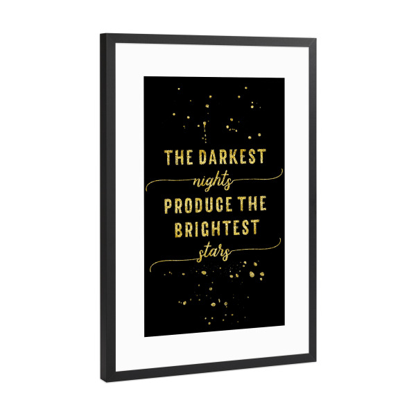 Poster mit Rahmen Schwarz (Metallic) "TEXT ART GOLD Night" artboxONE - Typografie