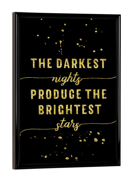 Poster mit schwarzem Rahmen "TEXT ART GOLD Night" artboxONE - Typografie