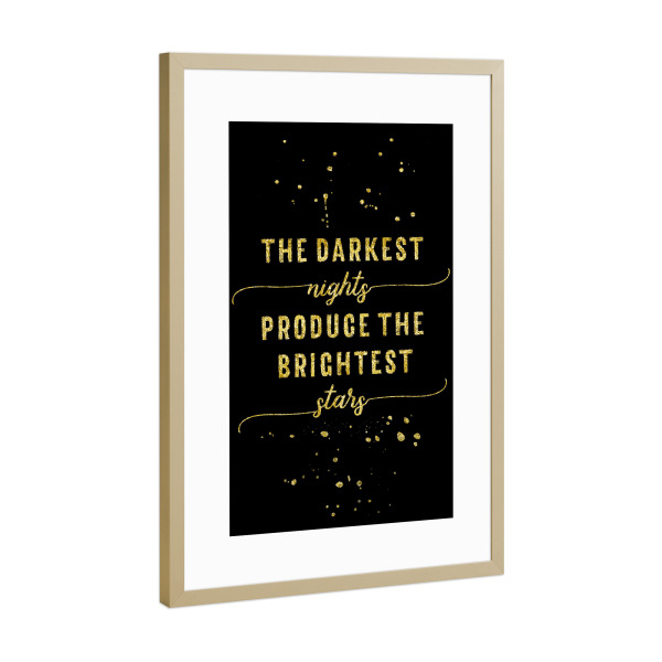 Poster mit Rahmen Gold "TEXT ART GOLD Night" artboxONE - Typografie