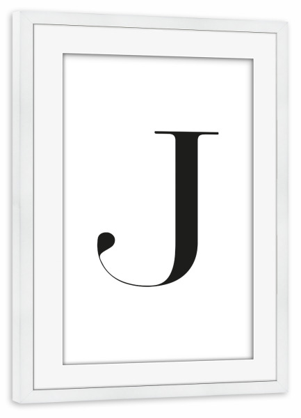Poster mit Rahmen weiß "Minimalisttischer Buchstabe J" artboxONE - Schwarzweiß,Buchstaben,Buchstaben / J